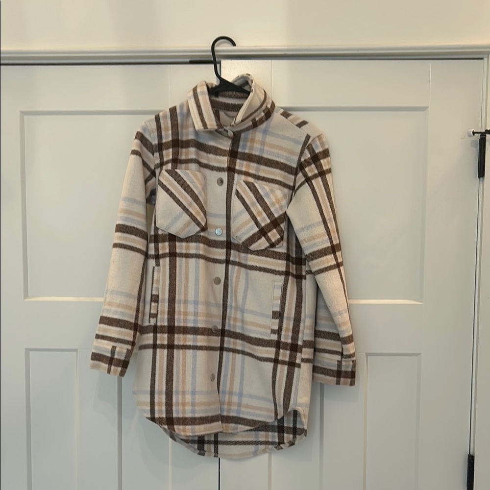 Hollister Kids Plaid Jacket - Brown and Cream